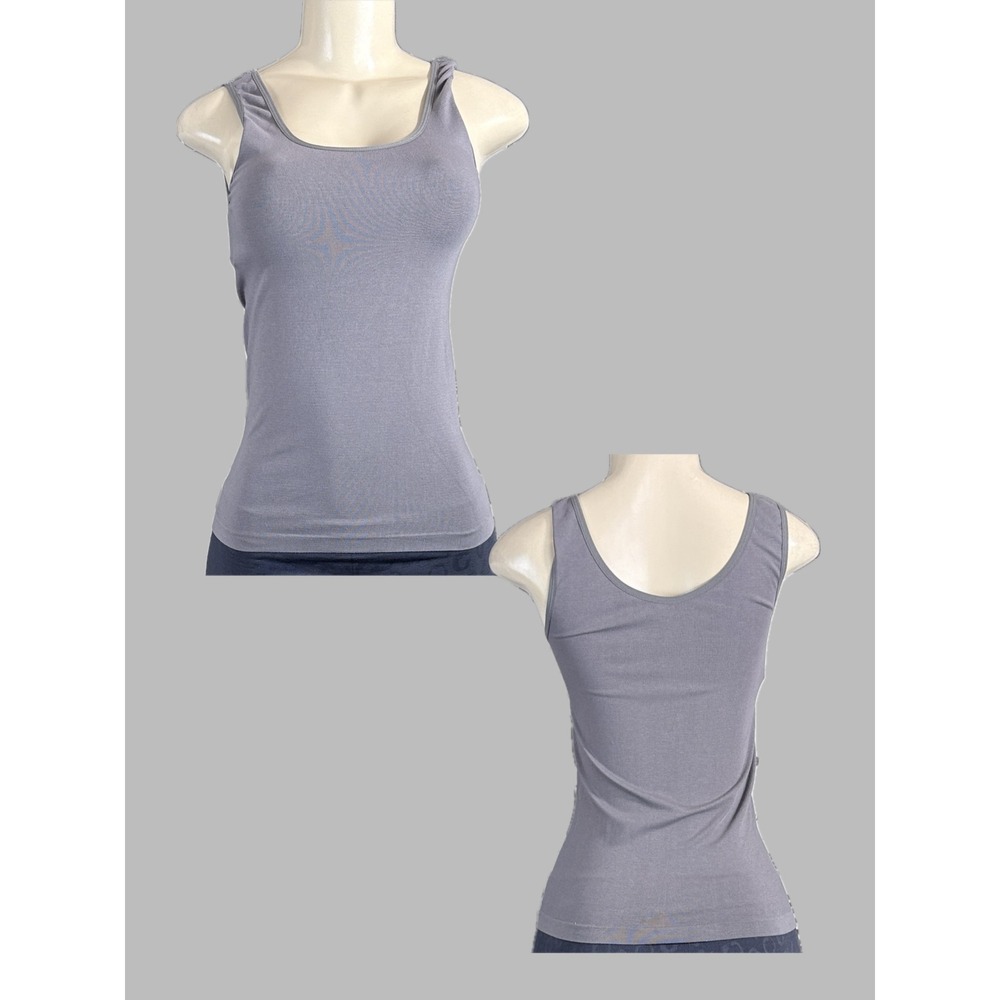 Rhonda Shear M/L Gray Seamless Tank Top Scoop Neckline Body-Hugging Shapewear